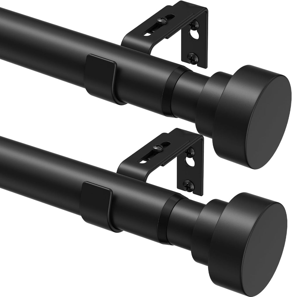 2 Pack Heavy Duty Curtain Rods for Windows 28-90 Inch, Black