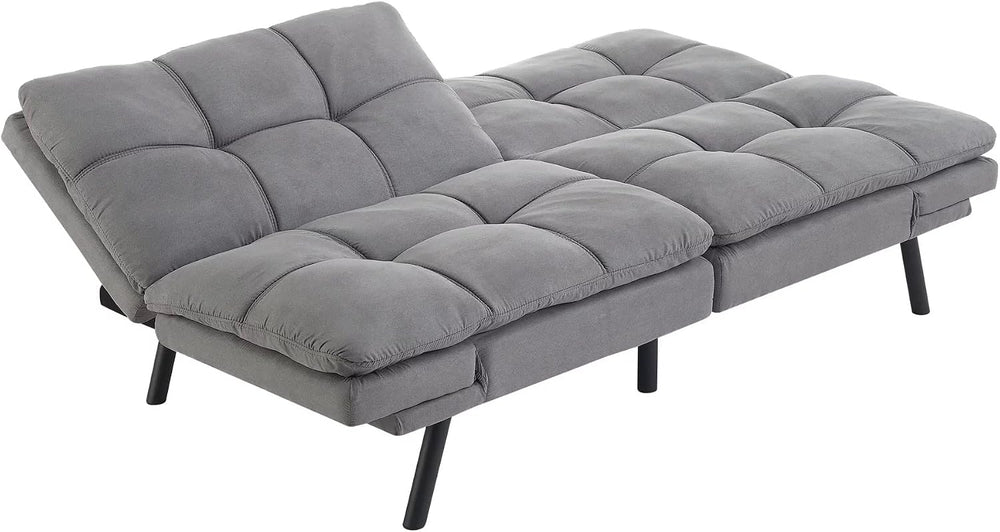 FIOXA Memory Foam Futon, Black Faux Suede Fabric (Color : Gray)