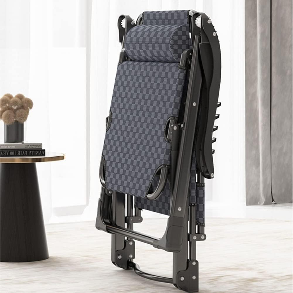 Folding Sun Lounger Adjustable Reclining Lounge Chair Gravity with Pillow and...