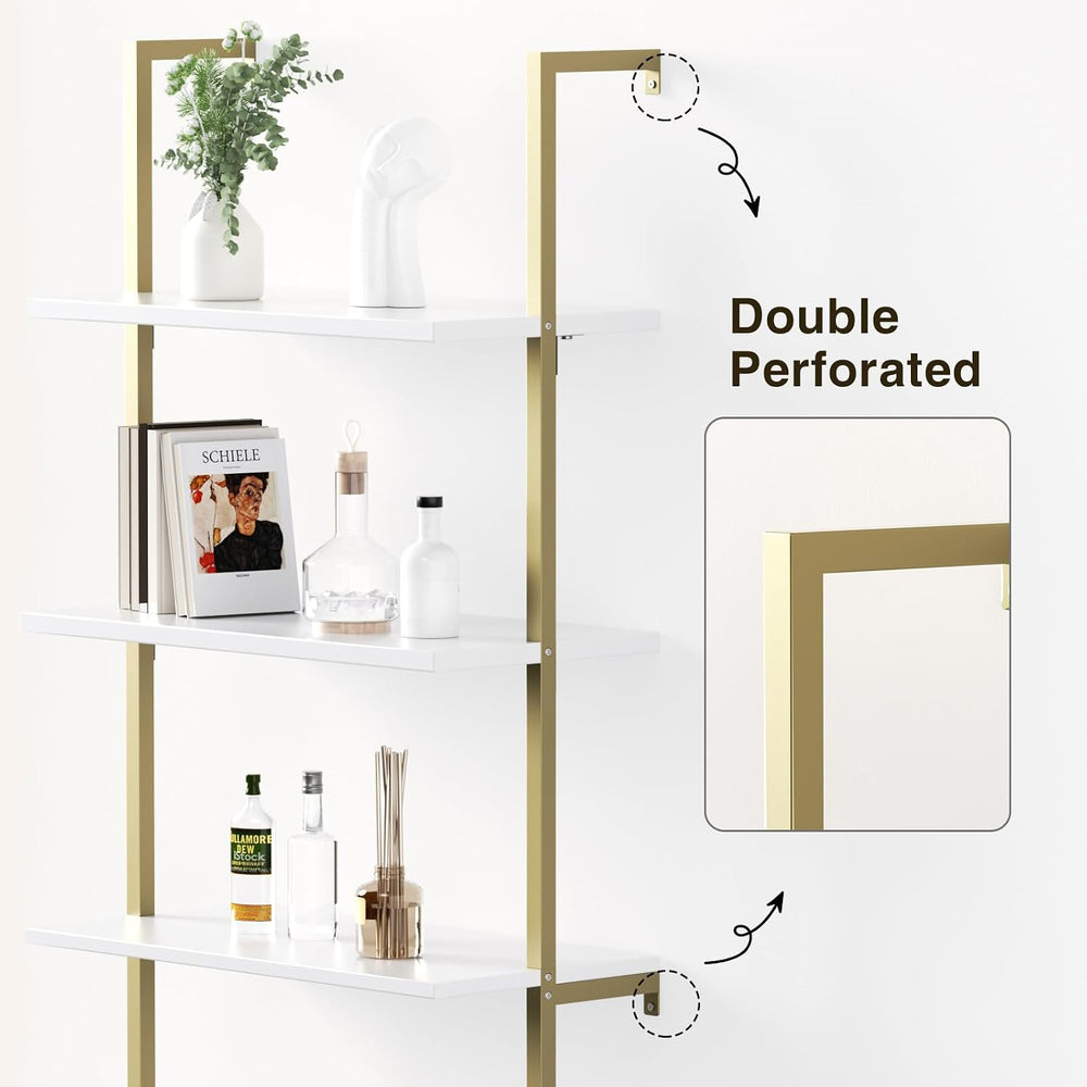 Halitaa 71”Ladder Shelf with Storage Cabinet, Wall Mounted Ladder Bookshelf |...