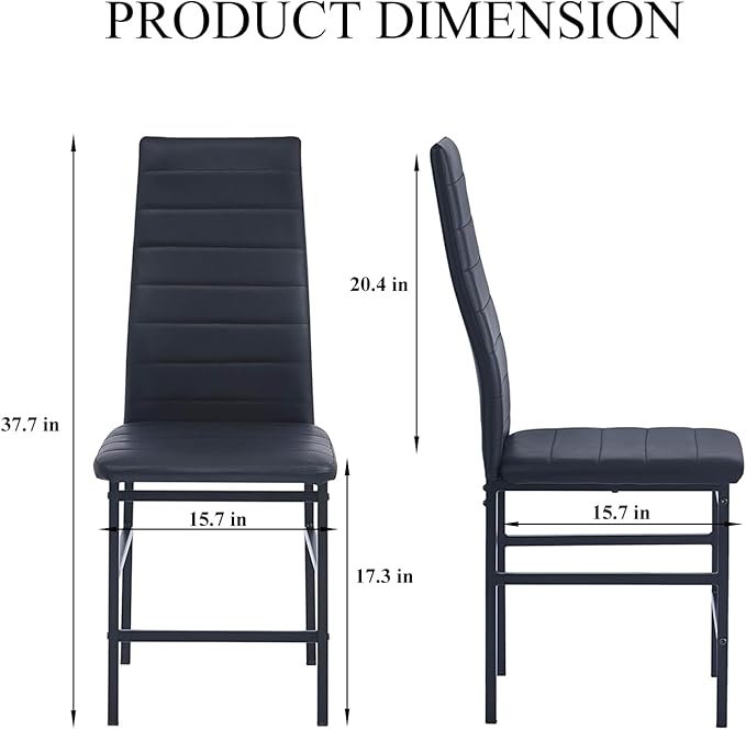 PU Dining Chairs Set of 4, Modern Kitchen & Dining Room Chairs Faux Leath...