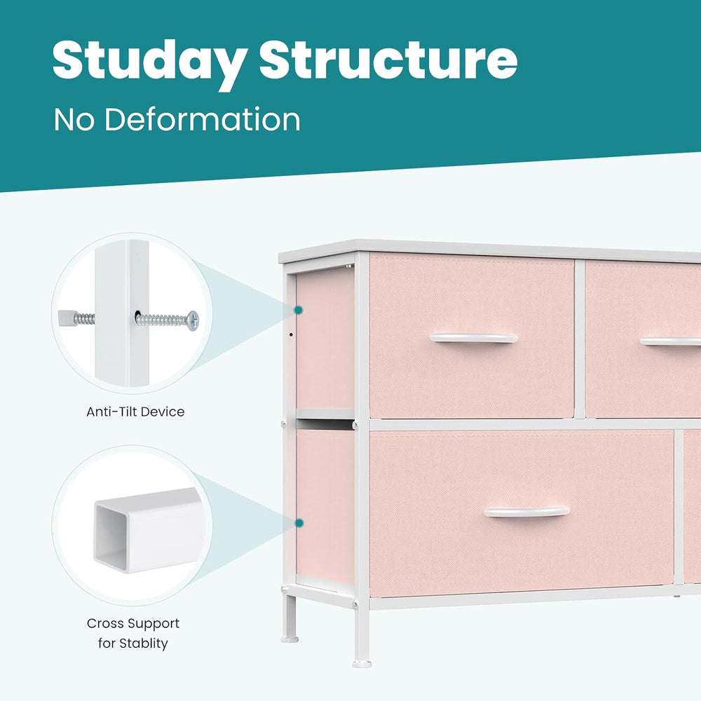 OLIXIS Fabric Dresser for Bedroom, Wide Chest of Drawer for Clothes Storage