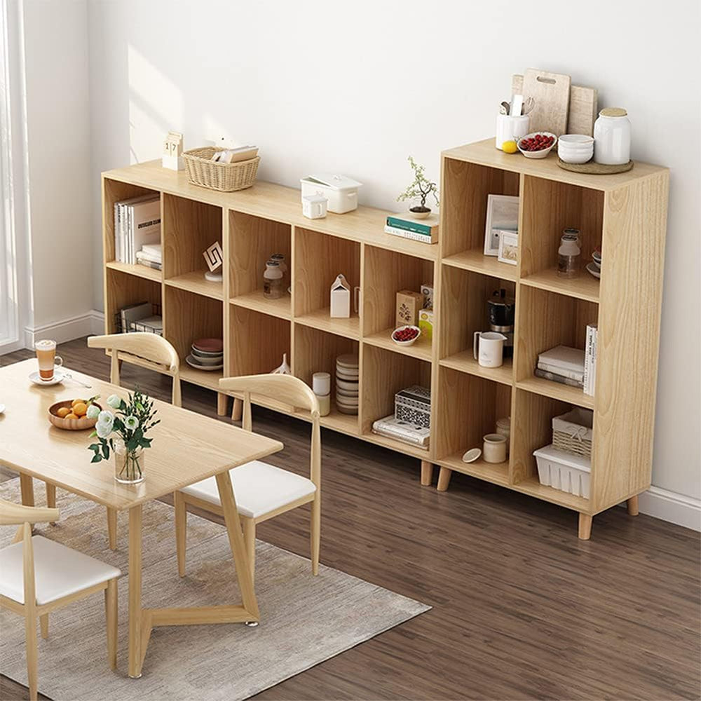 IOTXY Freestanding Open Cubes Bookcase - 2-Tier Floor Standing Wooden Storage...