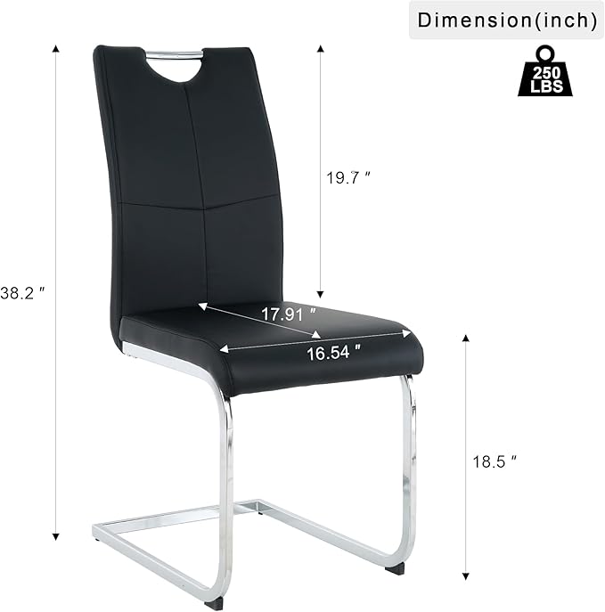 Goujxcy Dining Chairs Set of 2, Modern High Back Kitchen Chairs with Metal Le...