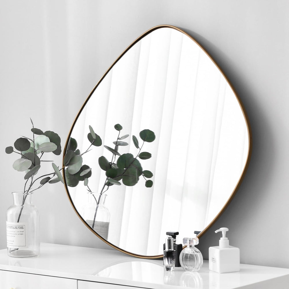 Asymmetrical Wall Mirror Matel Brass Framed Wall Mirror for Living Room Bedro...