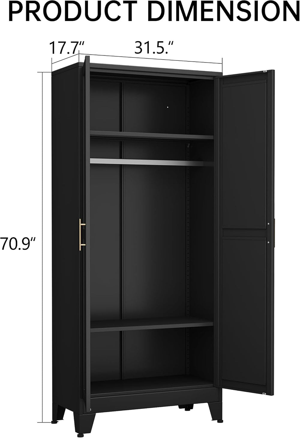 Metal Armoire Wardrobe Closet Storage Cabinet with Hanging Rod