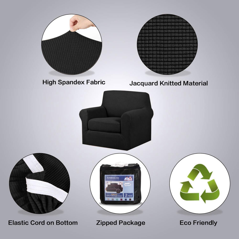 H.VERSAILTEX Stretch Armchair Covers Slipcover 2 Piece Chair Covers for Livin...