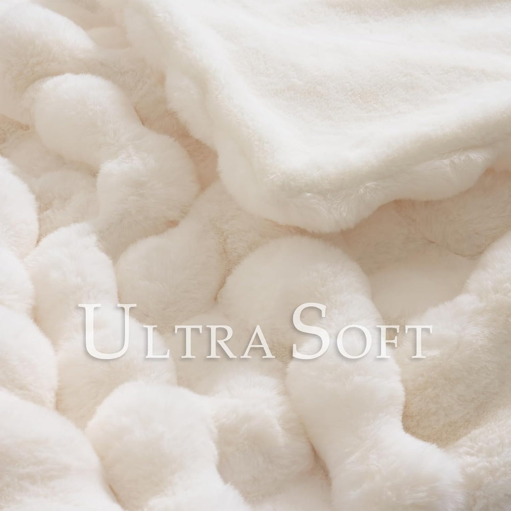 BENVWE Faux Fur Throw Blanket for Couch - Cozy Plush Fluffy Soft Thick Bubble...