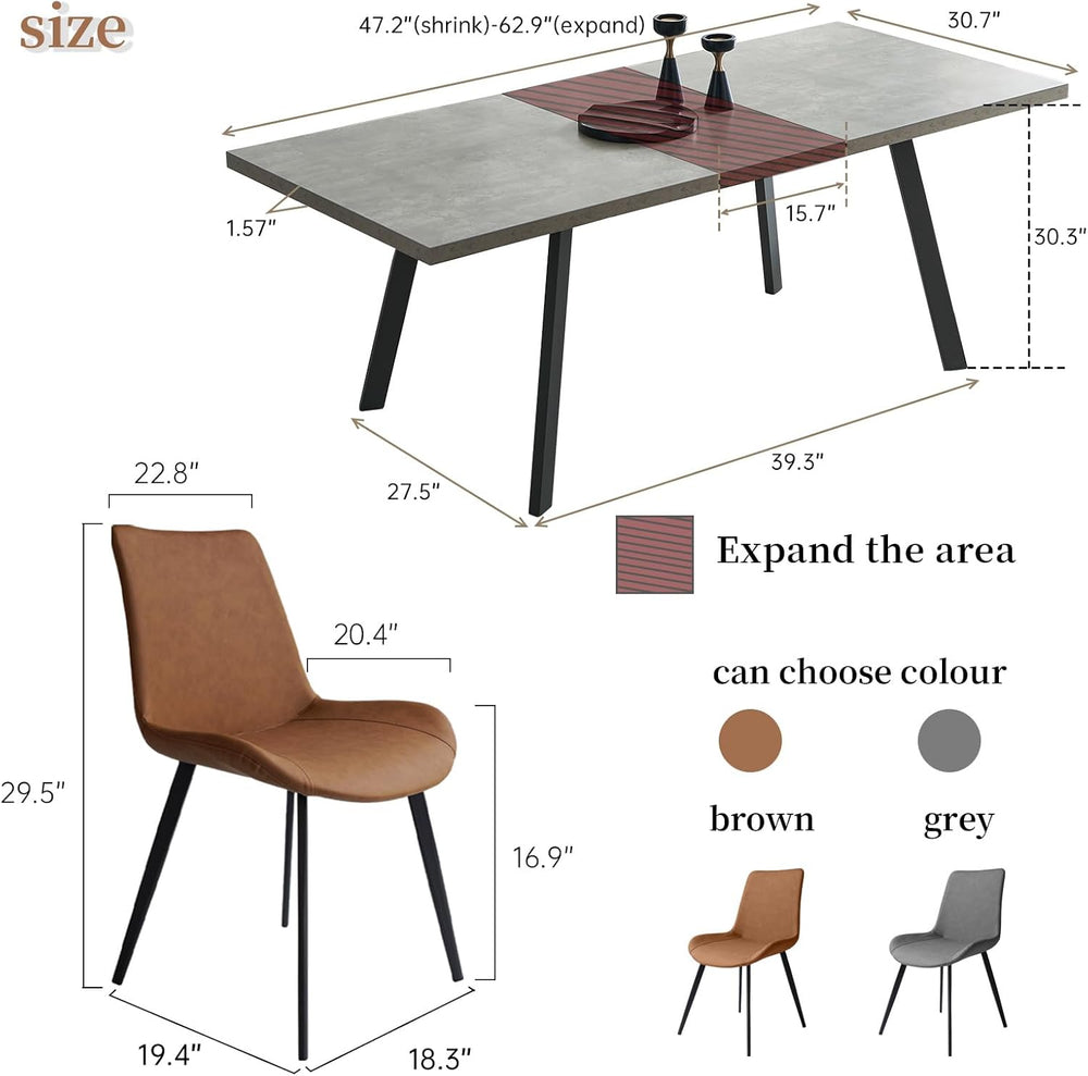 Zerifevni Expandable Dining Table 47.2"- 62.9" Set for 4 | Rectangu...