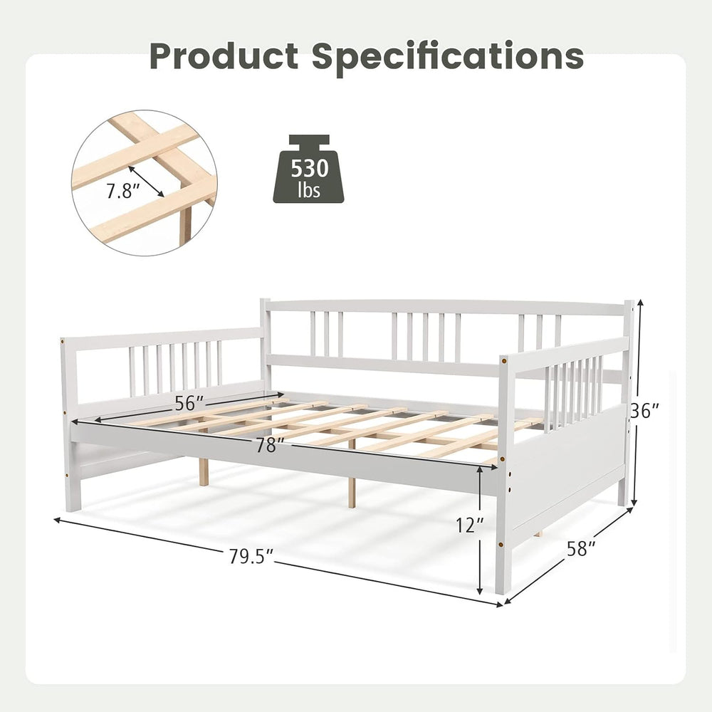 KOMFOTT Wood Daybed Frame Full Size, Sofa Day Bed Frame with Wooden Slats Sup...