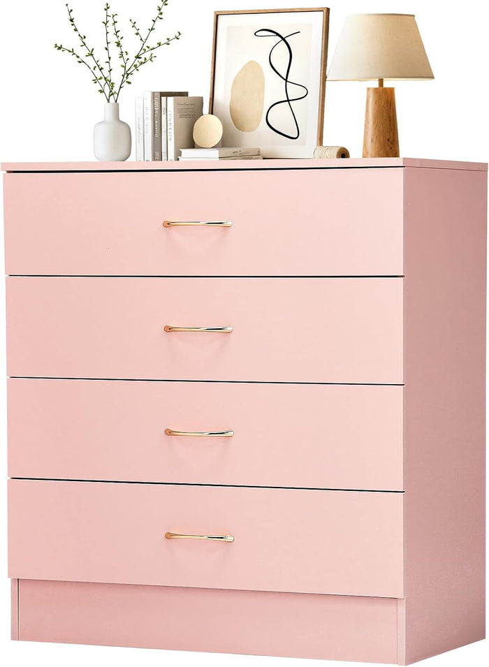 Karl home Pink 4 Drawer Dresser, Modern Small Chest of Drawers