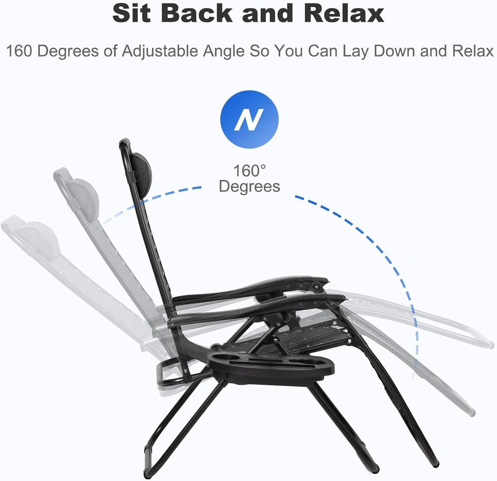 Nazhura Set of 2 Relaxing Recliners Patio Chairs Adjustable Steel Mesh Zero G...