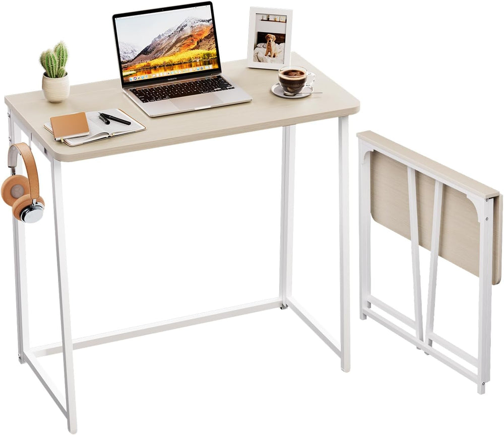 WOHOMO Folding Desk, Small Foldable Desk 31.5" for Small Spaces, Space S...