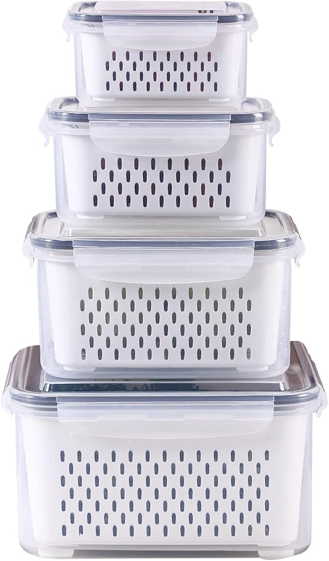 4 Pack Large Fridge Food Storage Container Set