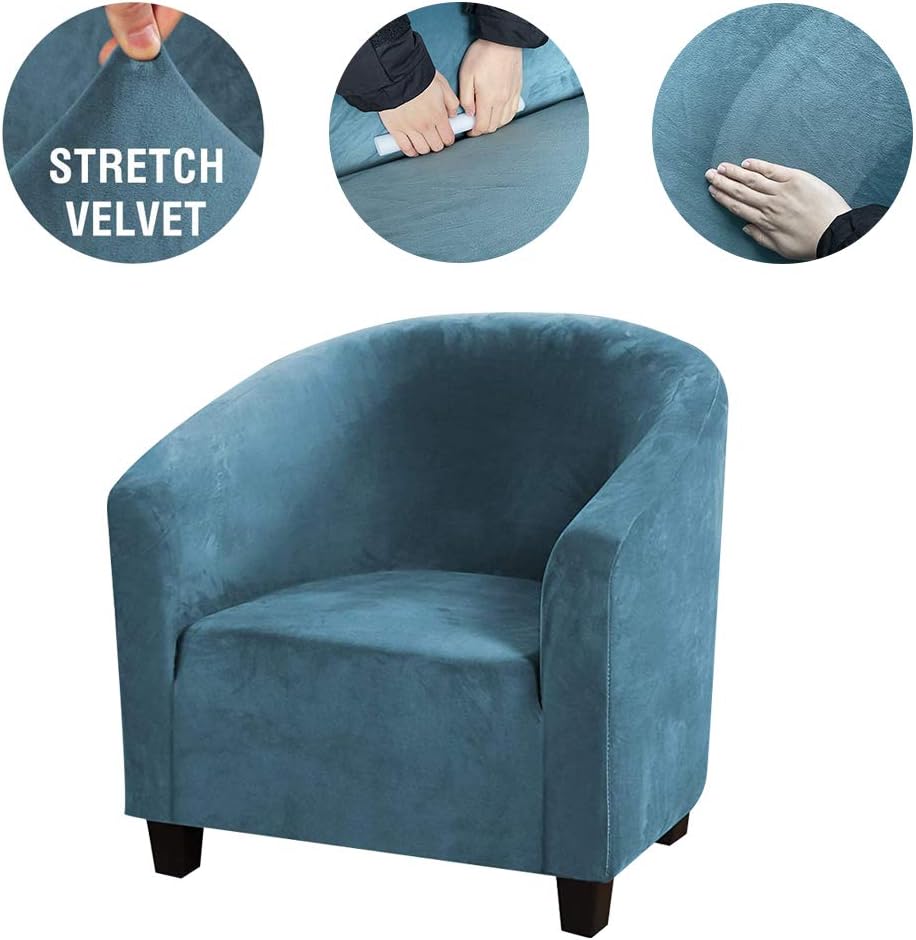 MIFXIN Club Chair Slipcover High Stretch Velvet Tub Chair Cover 1 Piece Spand...