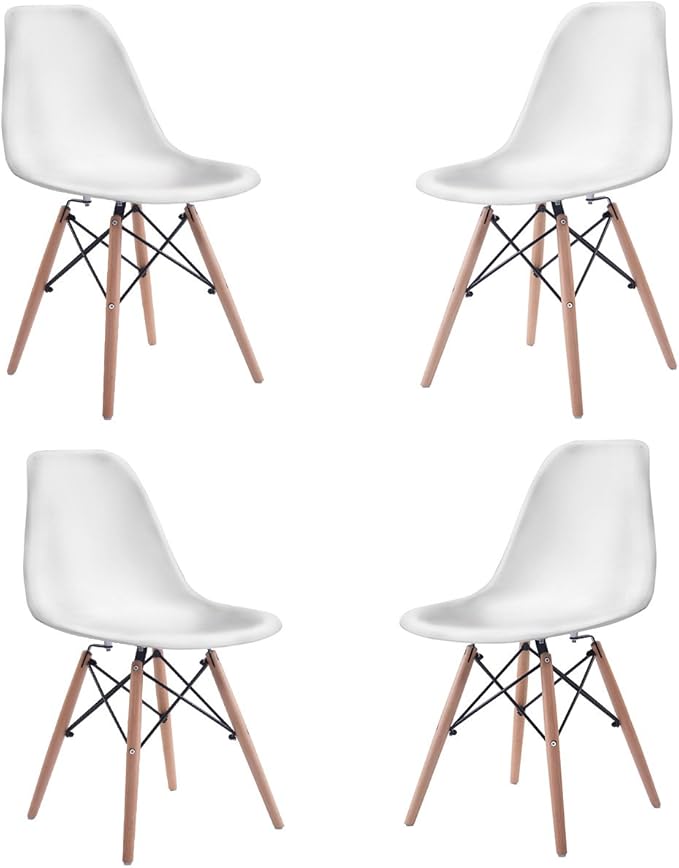 COSTWAY Dinning Chair Set of 4, Mid Century Modern Eiffel DSW Style Shell Mol...