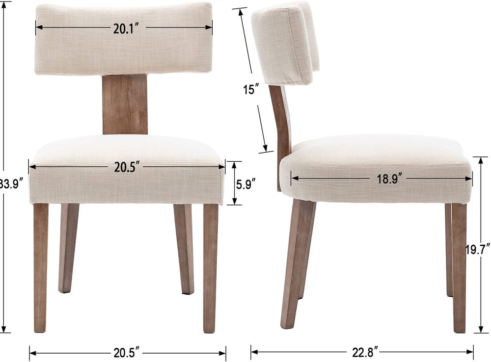 RIVOVA Mid Century Modern Dining Chairs Set of 6 Upholstered Linen Fabric Din...