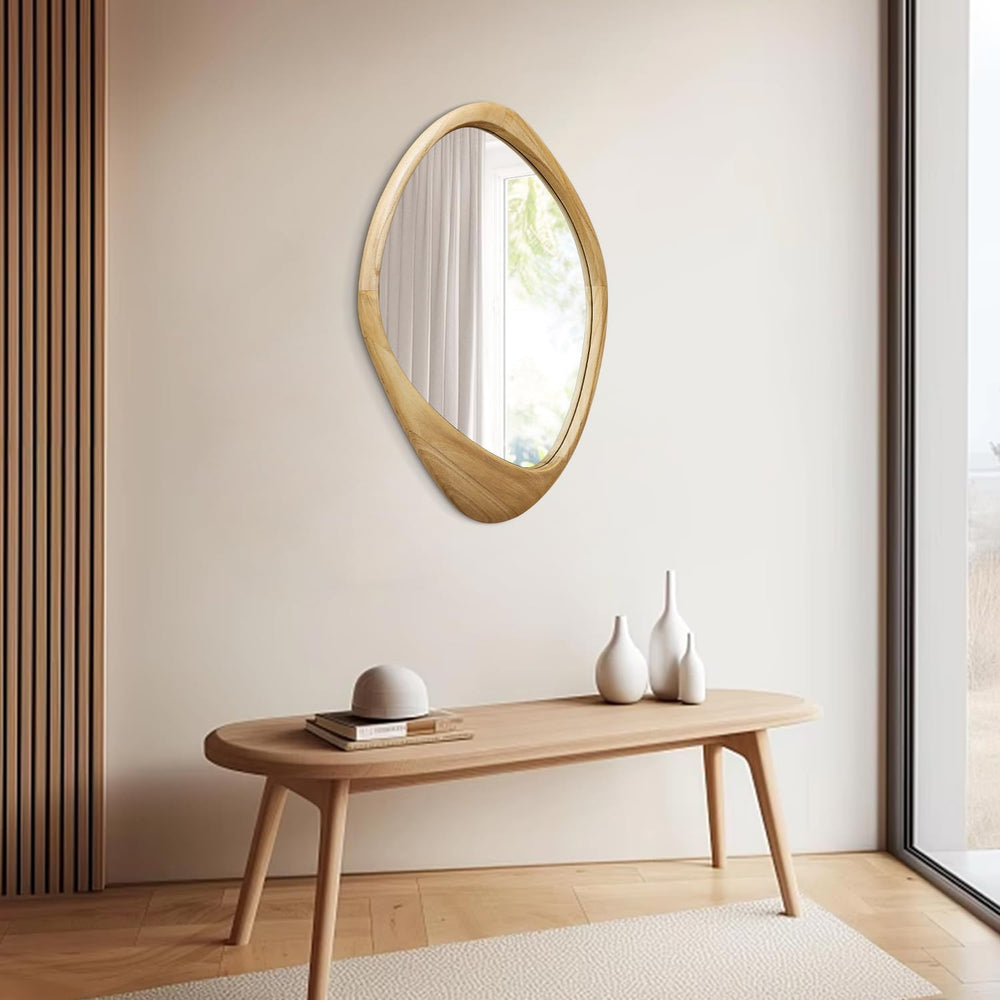 AAZZKANG Irregular Large Wall Mirror Wooden Asymmetrical Hanging Mirrors