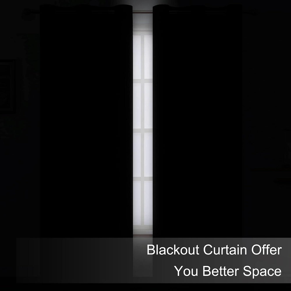 LEMOMO Blackout Curtains 66 x 84 inch/Black Curtains Set of 2 Panels/Thermal ...