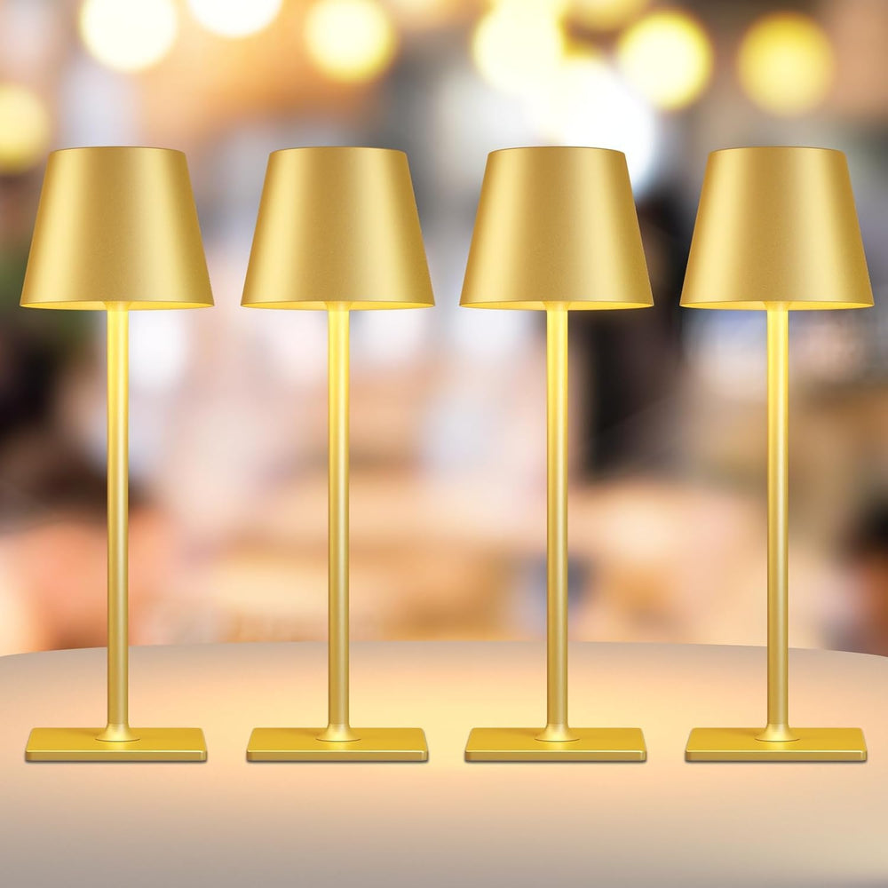 Yogaret 4 Pack Gold Rechargeable Led Cordless Table Lamps,Cordless Lamp with ...