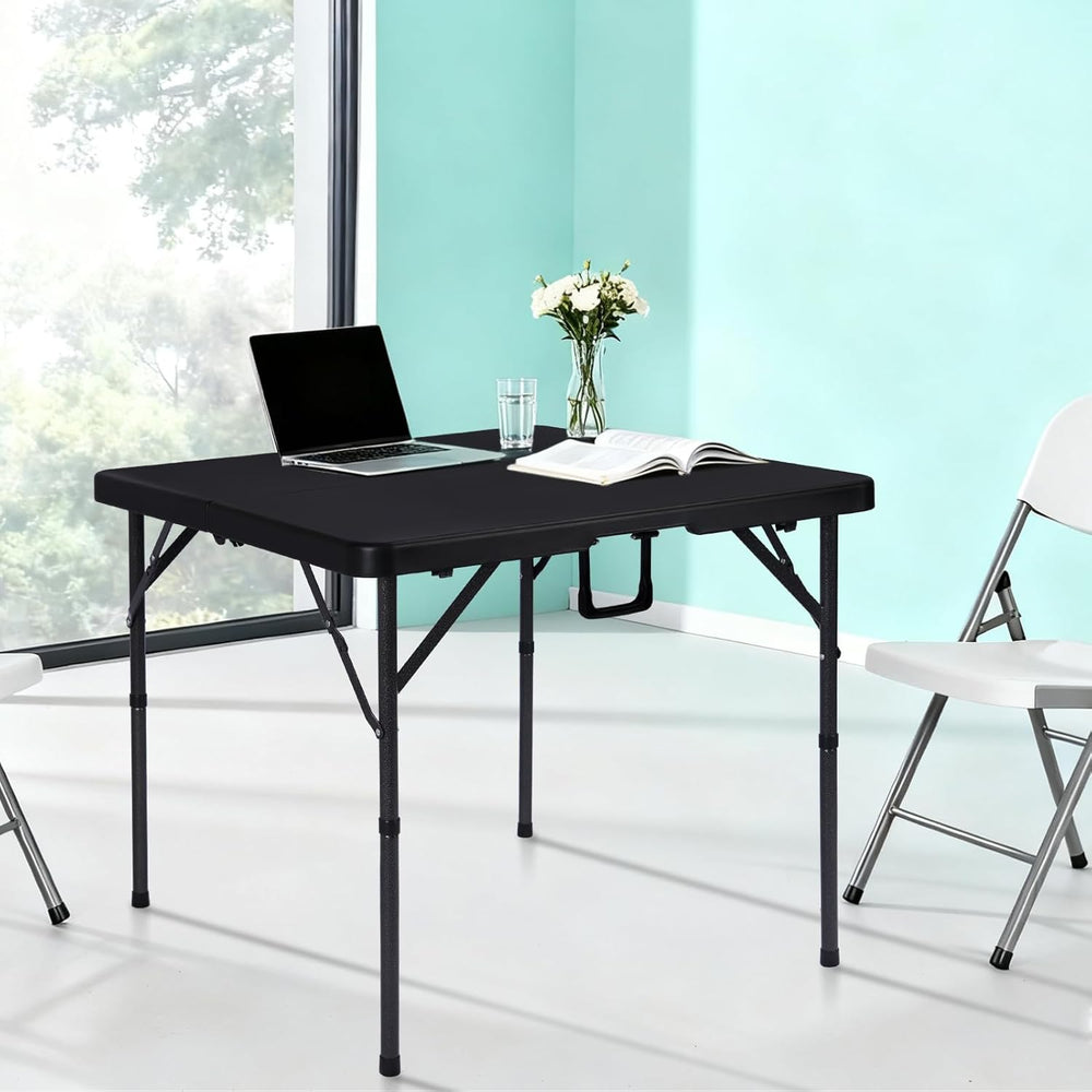 pollilar 34" Folding Card Table Square Foldable Table Plastic Portable w...