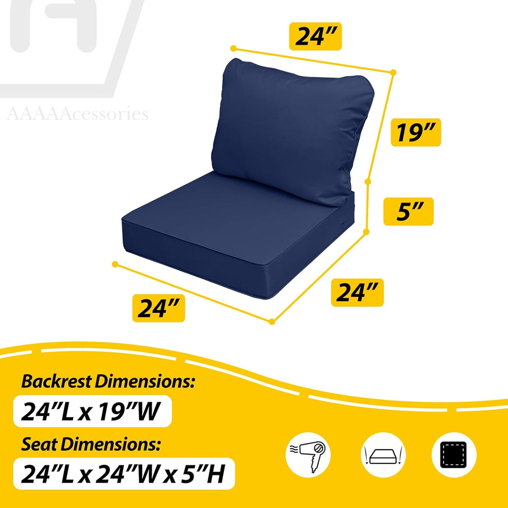 AAAAAcessories Outdoor Chair Cushions, 24 x 24 x 5 + 19 in, Set of 1