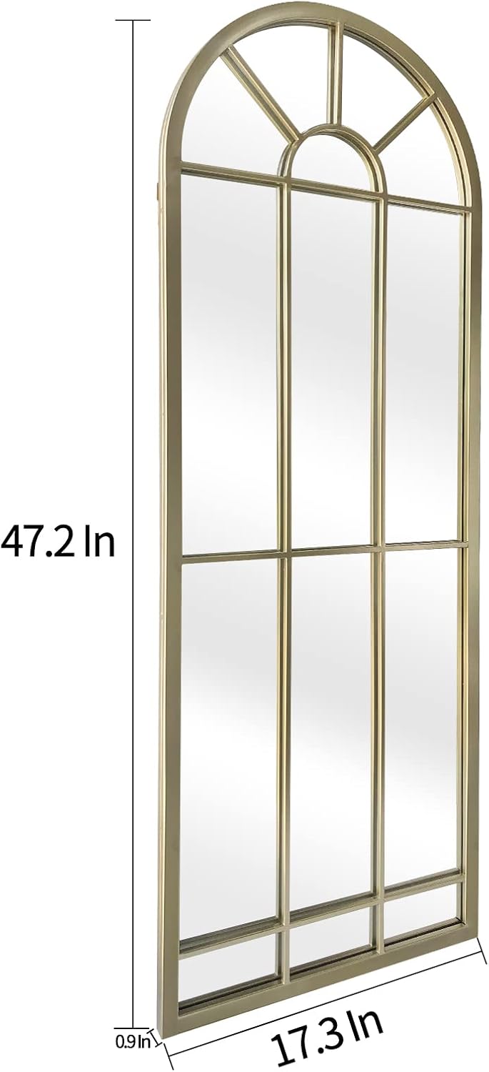 HQiJun Wall Mirror Window Decorative Mirrors Arched Farmhouse for Living Room...