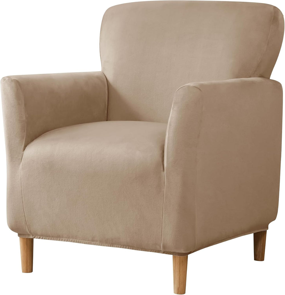 LiveGo Stretch Mid Century Modern Armchair Slipcover 1-Piece Solid Accent Cha...
