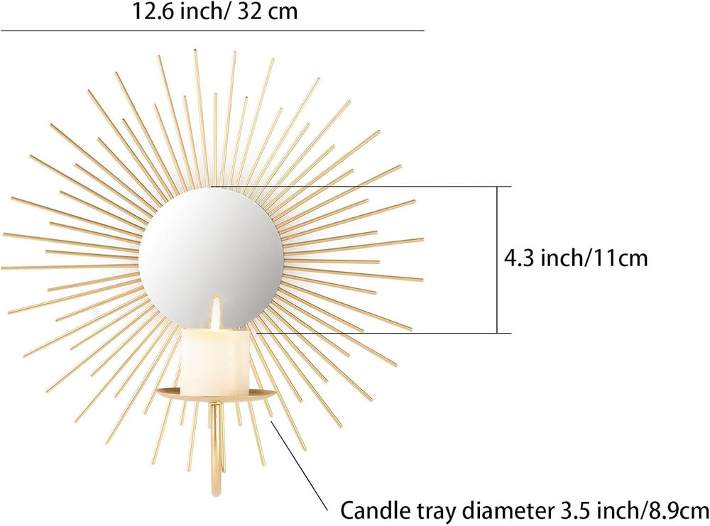 AIM & GGKK Wall Candle Sconce Holder,Set of 2 Mirror Wall Mounted Metal C...