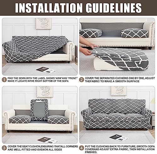 SearchI Stretch Sofa Cover Printed Couch Covers, Floral Pattern 2 Piece Armch...
