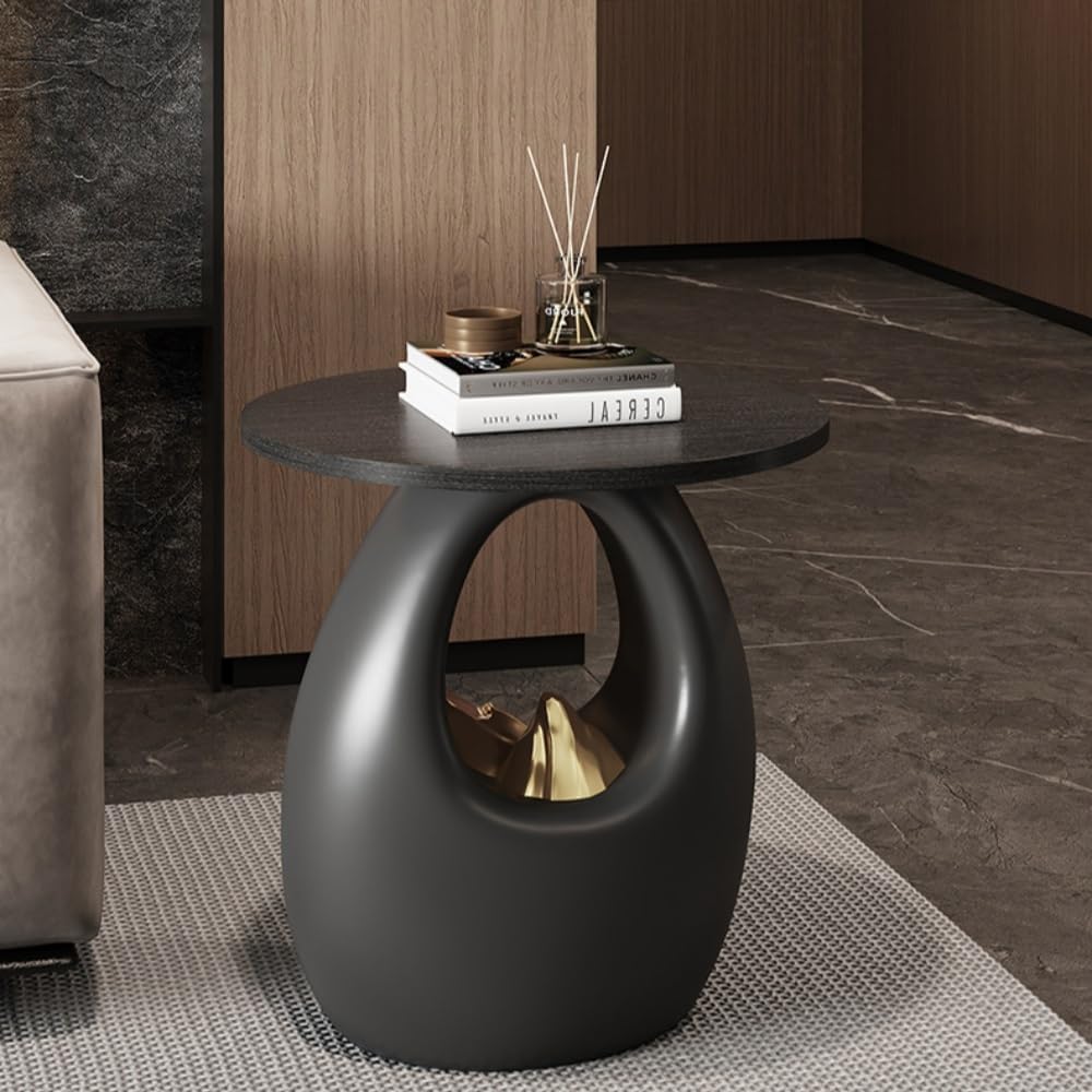 Round Side Table, Creative Nightstand, Stylish Sofa Accent Table, Suitable fo...