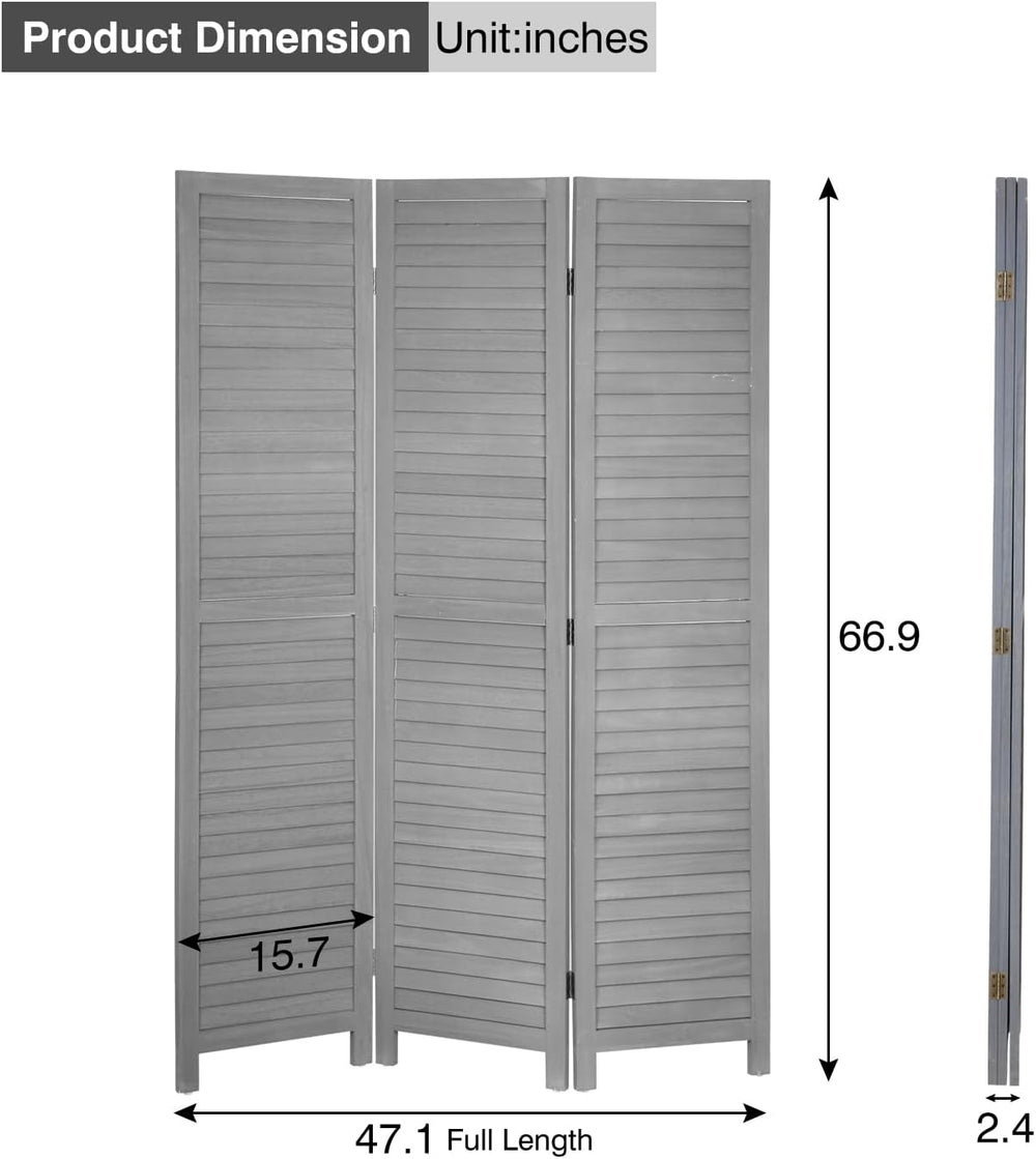 3 Panel Wood Room Divider 5.7 Ft Tall Privacy Wall Divider 67.7" x 16.9&...