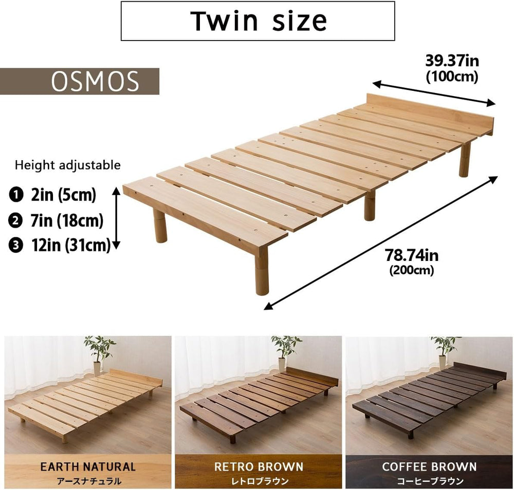 EMOOR Japanese Futon Mattress & Wood Slatted Bed Set Machi-OSMOS Twin (Ea...