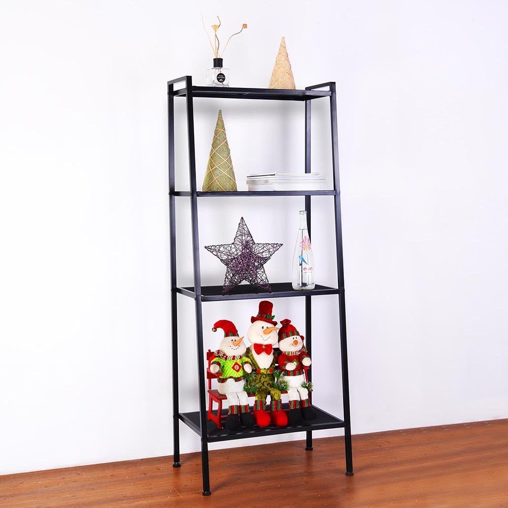 Yescom 4 Tier Metal Ladder Shelf Bookshelf Bookcase Leaning Storage Rack A Fr...
