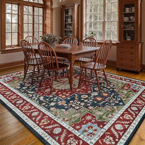 YJ.GWL Area Rugs for Living Room 9x12 Machine Washable Rugs, Non Slip Floral ...