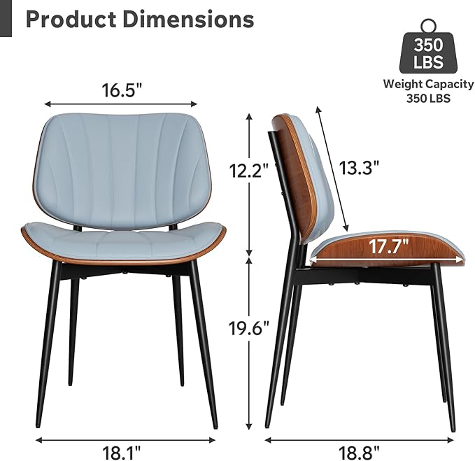 Dining Chair, Mid Century Modern Dining Room Chairs, Upholstered Faux Leather...