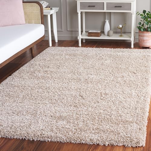 SAFAVIEH California Shag Collection Area Rug - 5'3" x 7'6", Beige, Non-Shedding & Easy to Clean, Ultra Plush Thick Pile, Ideal for Living Room, Bedroom, Dining Space (SG151-1313)