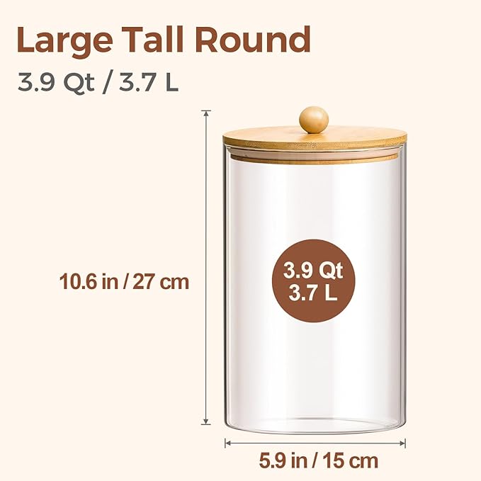 ComSaf 1 Gallon Cookie Jar, Large Glass Jar