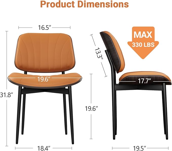 Dining Chairs Set of 2, Mid Century Modern Dining Room and Kitchen Chairs, Up...
