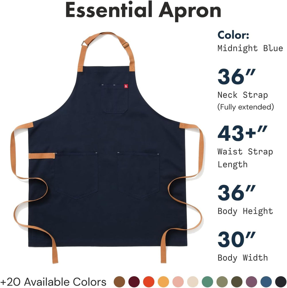 hedley & bennett Essential Apron – Adjustable Bib Chef Apron with 3 Pocke...