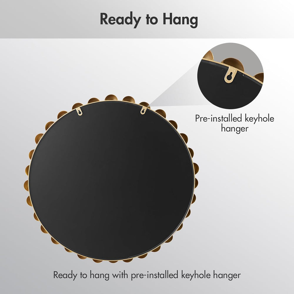 Madison Park 27 inch Gold Round Mirror, Round Mirrors for Wall Decor, Metal F...