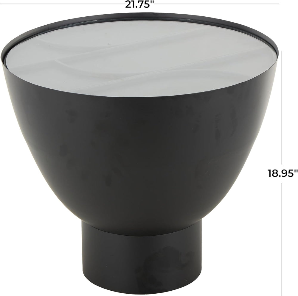 Deco 79 Metal Geometric Side End Accent Table End Table with Glass Tabletop a...
