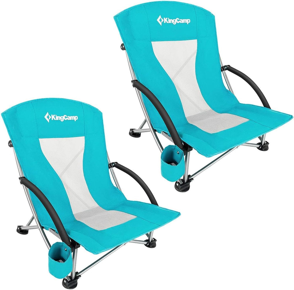 KingCamp Low Beach Chairs 2 Pack, Folding Portable Chairs for Adults