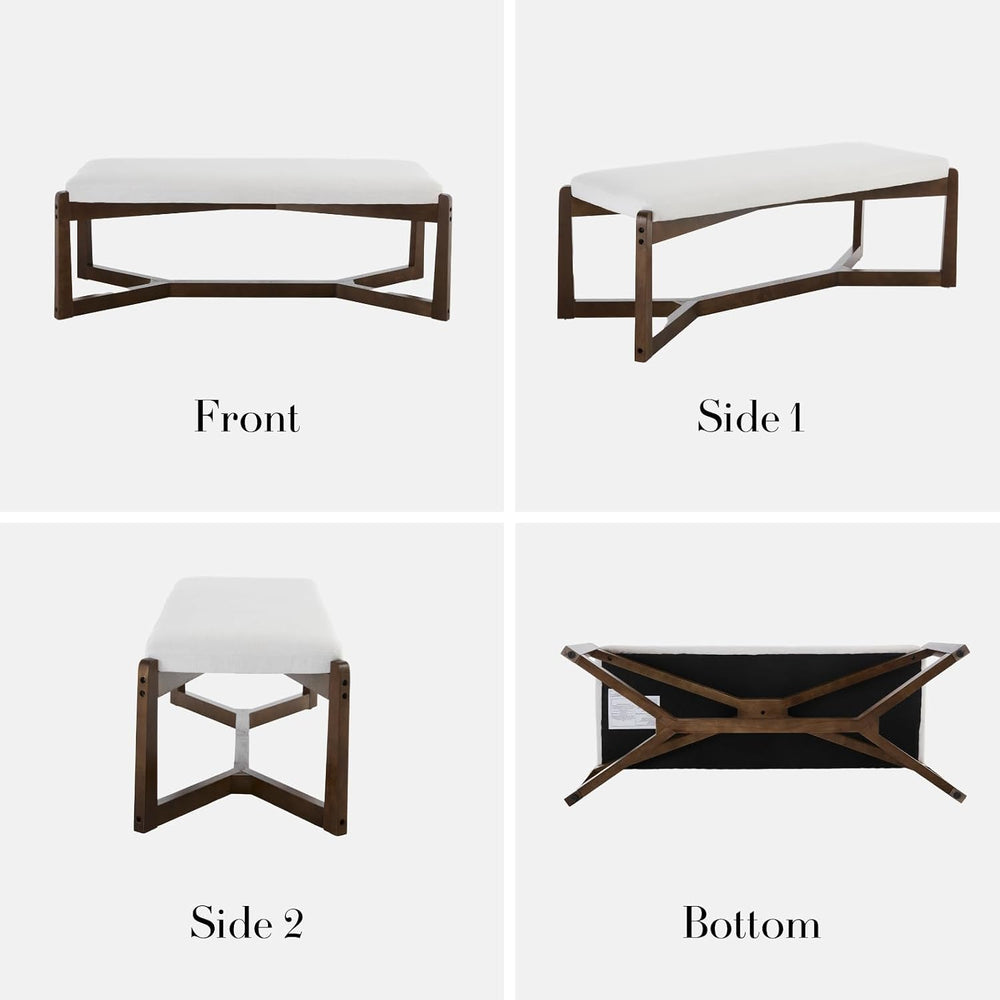 HEAH-YO 49” Mid Century Modern Entryway Bench,Linen Bedroom Dining Bench for ...