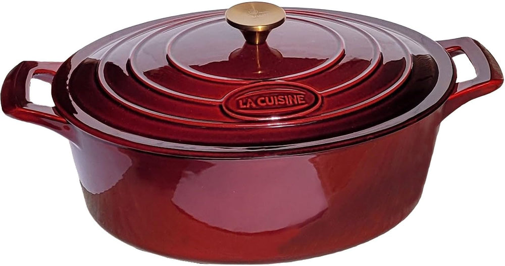 La Cuisine Enameled Cast Iron Oval Dutch Oven Casserole Dish Pot