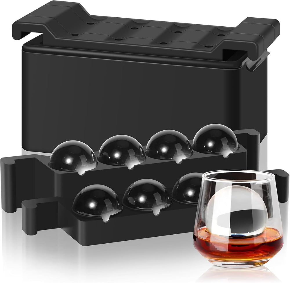 Mooues Clear Ice Cube Maker, 8 Large Whiskey Ice Cubes Mold, 2 Inch Silicone