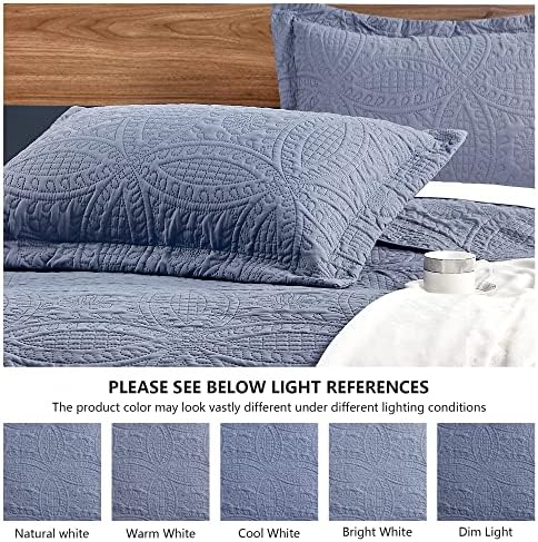 Love's cabin Quilts for Queen Bed Blue Bedspreads - Soft Bed Summer Light...