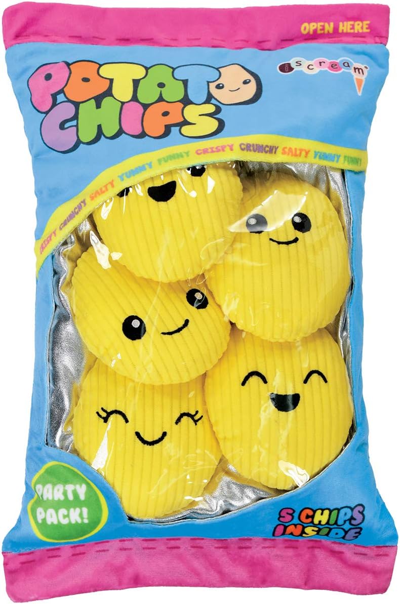iscream Play with Your Food! Potato Chip Fleece Play Pillow Set with Embriode...