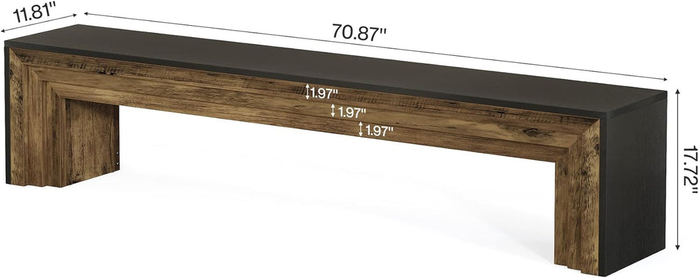 Tribesigns 71" Extra Long Rustic Entryway Bench, Modern Farmhouse Shoe B...