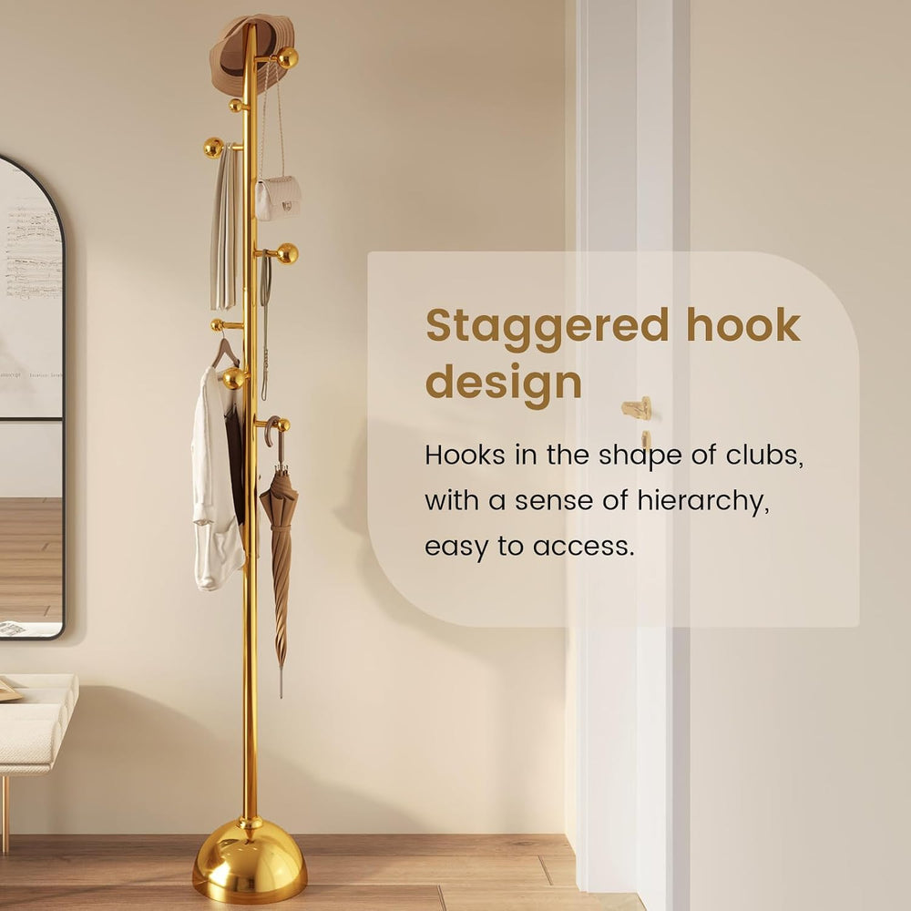 Metal Freestanding Coat Tree with 8 Hooks, Sturdy Coat Rack Stand with Sturdy...